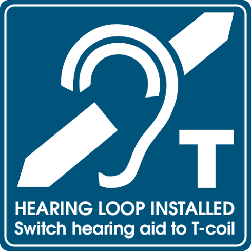 hearing loop installed sign for using t-coil with hearing aids hearing loss