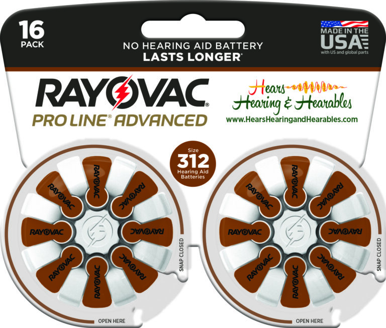 Rayovac Proline 312 zinc air batteries for hearing aids