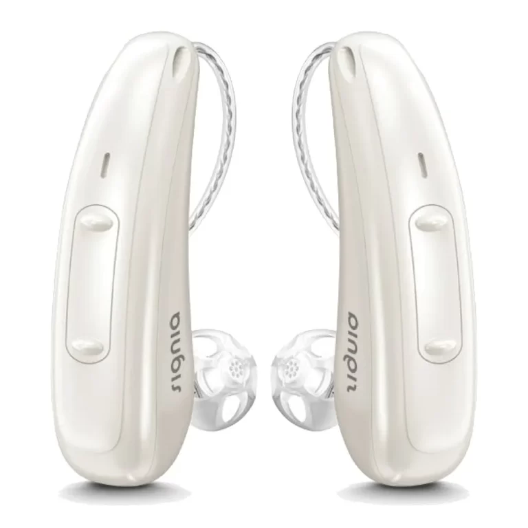 Used Signia Hearing Aids in Pearl White like-new condition