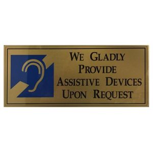 ada compliance sign for hearing loop and assistive devices hearing loss