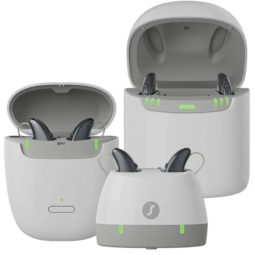 signia pure charge&go ix charger collection. signia standard charger, signia portable charger, and signia dry&clean premium charger