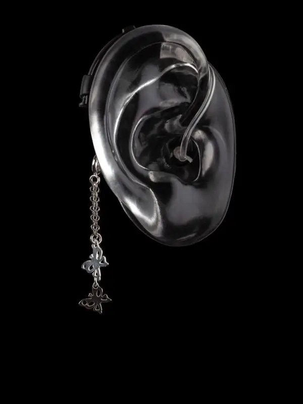 Deafmetal Butterflies hearing aid and cochclear implant retention jewlery to be used with Deafetal holster