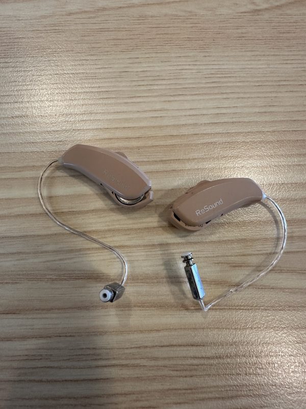 close up of used resound linx hearing aids