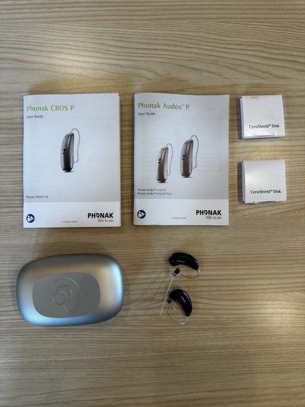 used phonak audeo p90-13t hearing aid & cros system