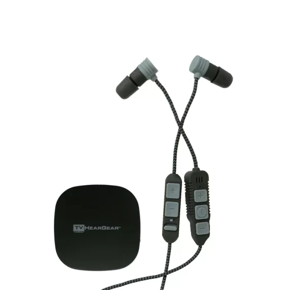 TV HearGear Wireless bluetooth system with wireless earphones and tv transmitter