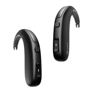 widex allure BTE hearing aid pair in black